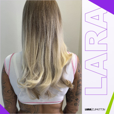 My Great Lengths extensions from the back – long, blonde and freshly styled 💜